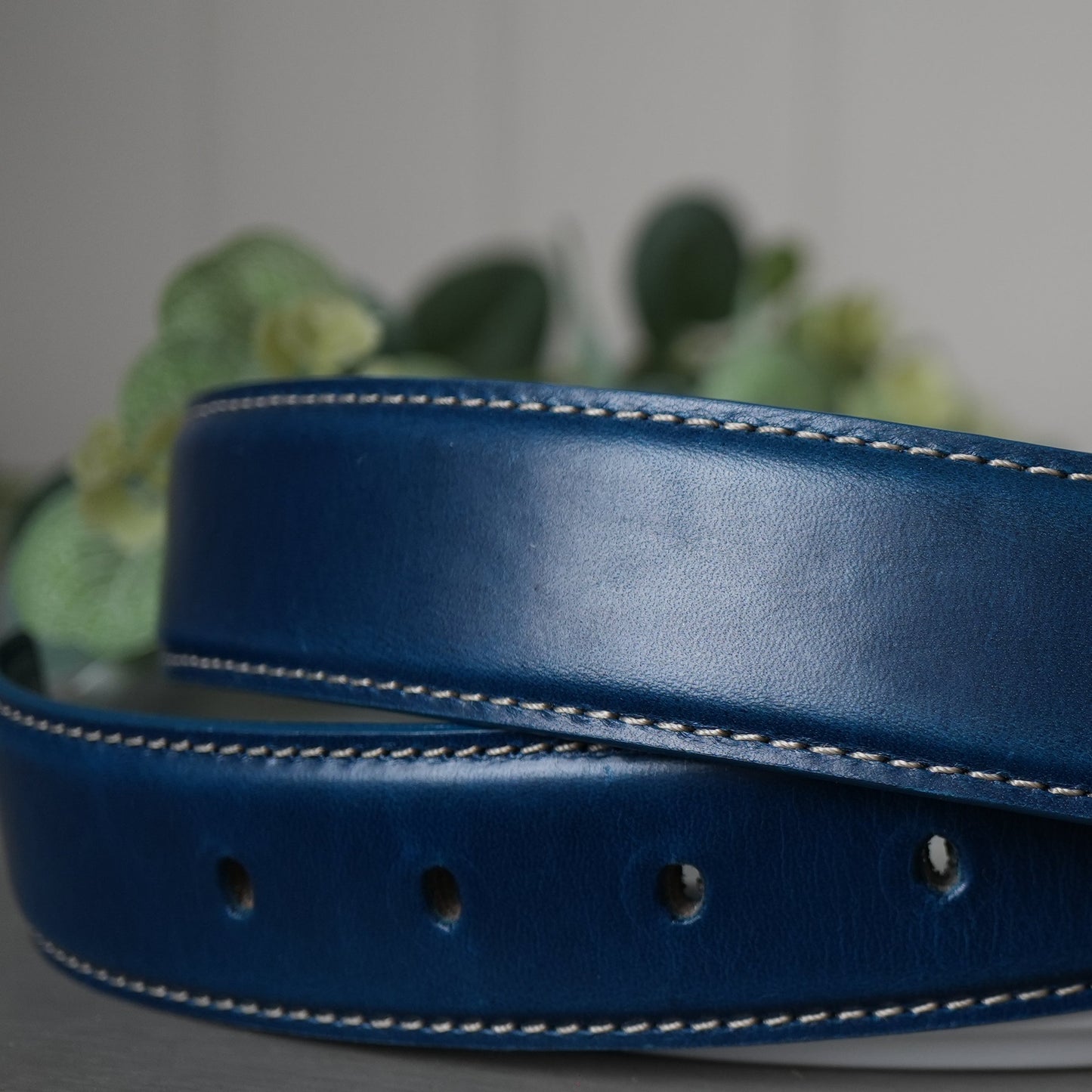 Vibrant Blue Leather Belt 35mm