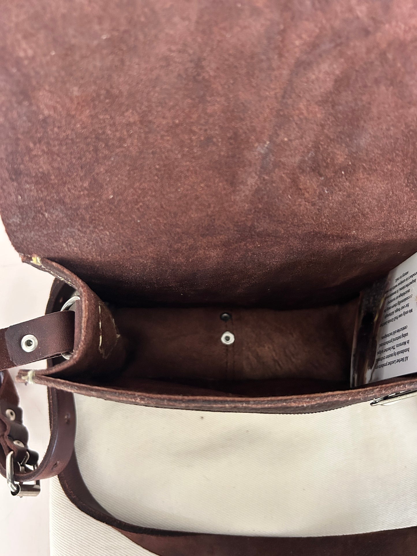SMALL LEATHER SADDLE BAG, DARK BROWN
