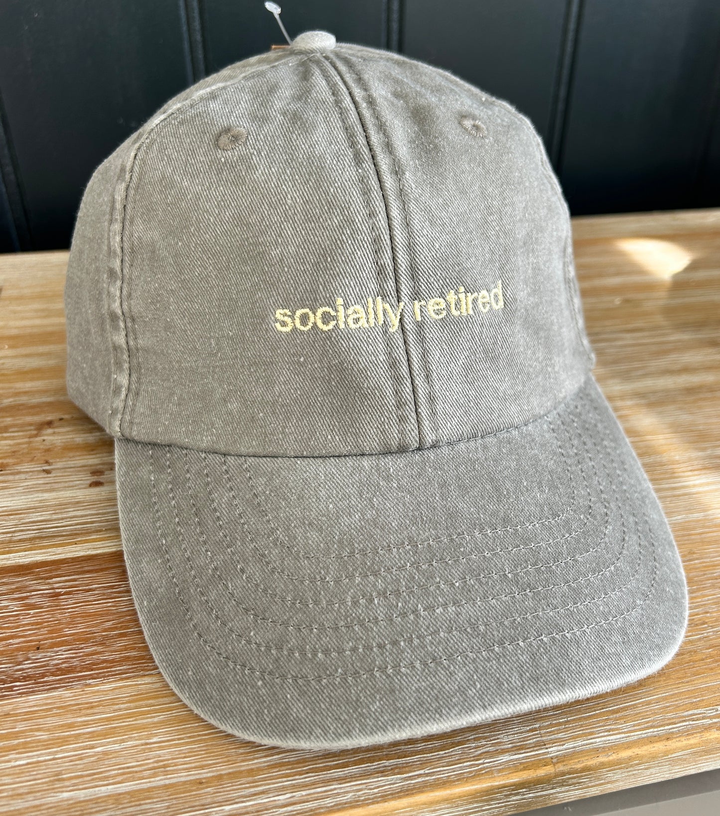 Vintage Coloured Cap 'socially retired' Grey