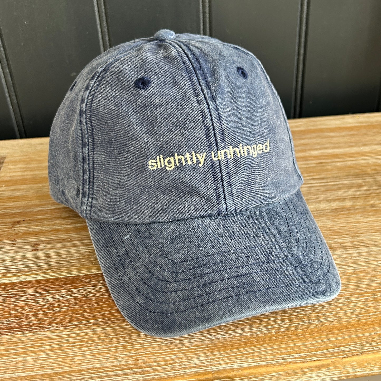 Vintage Coloured Cap 'slightly unhinged' Denim