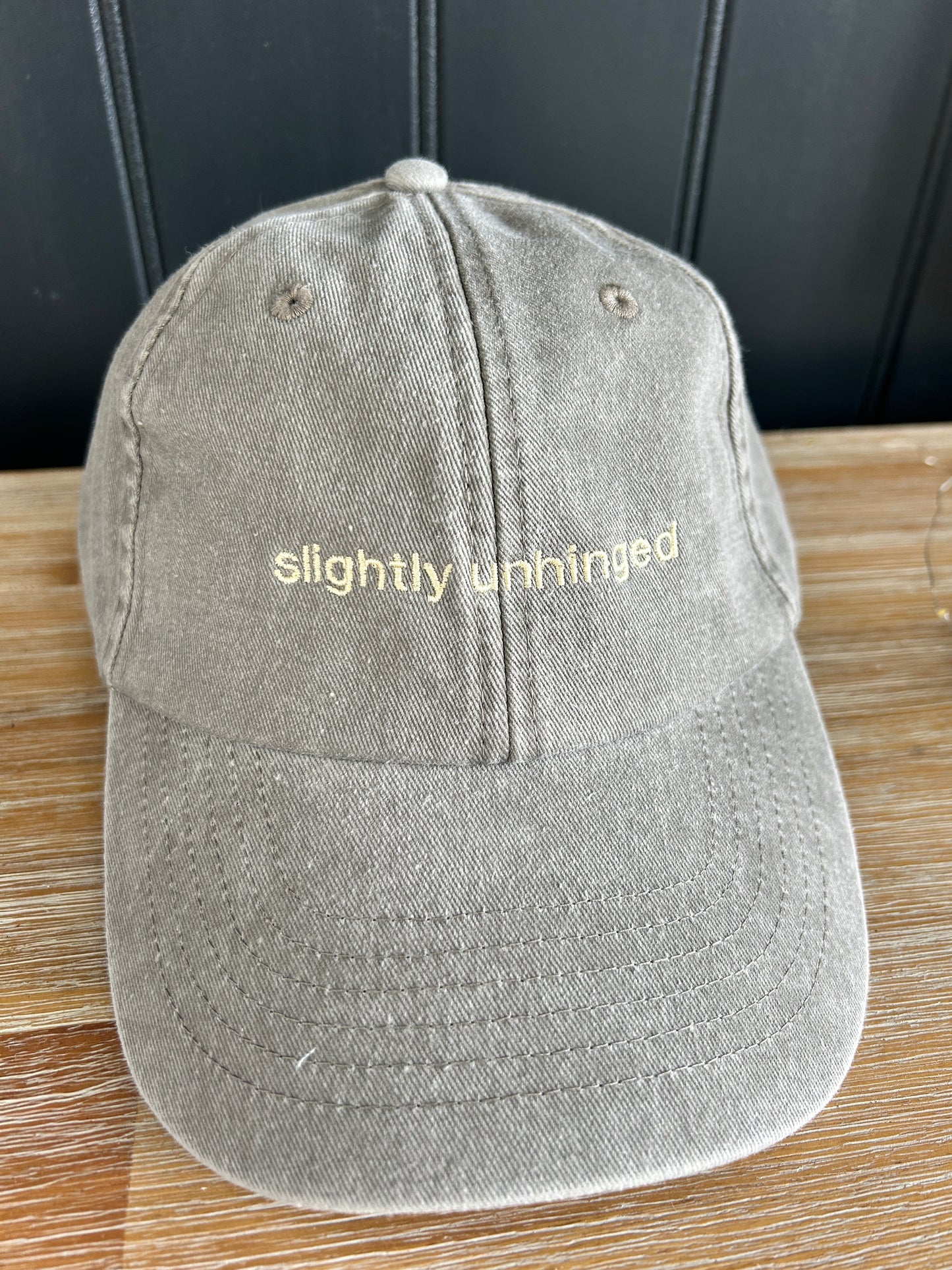 Vintage Coloured Cap 'slightly unhinged' Grey