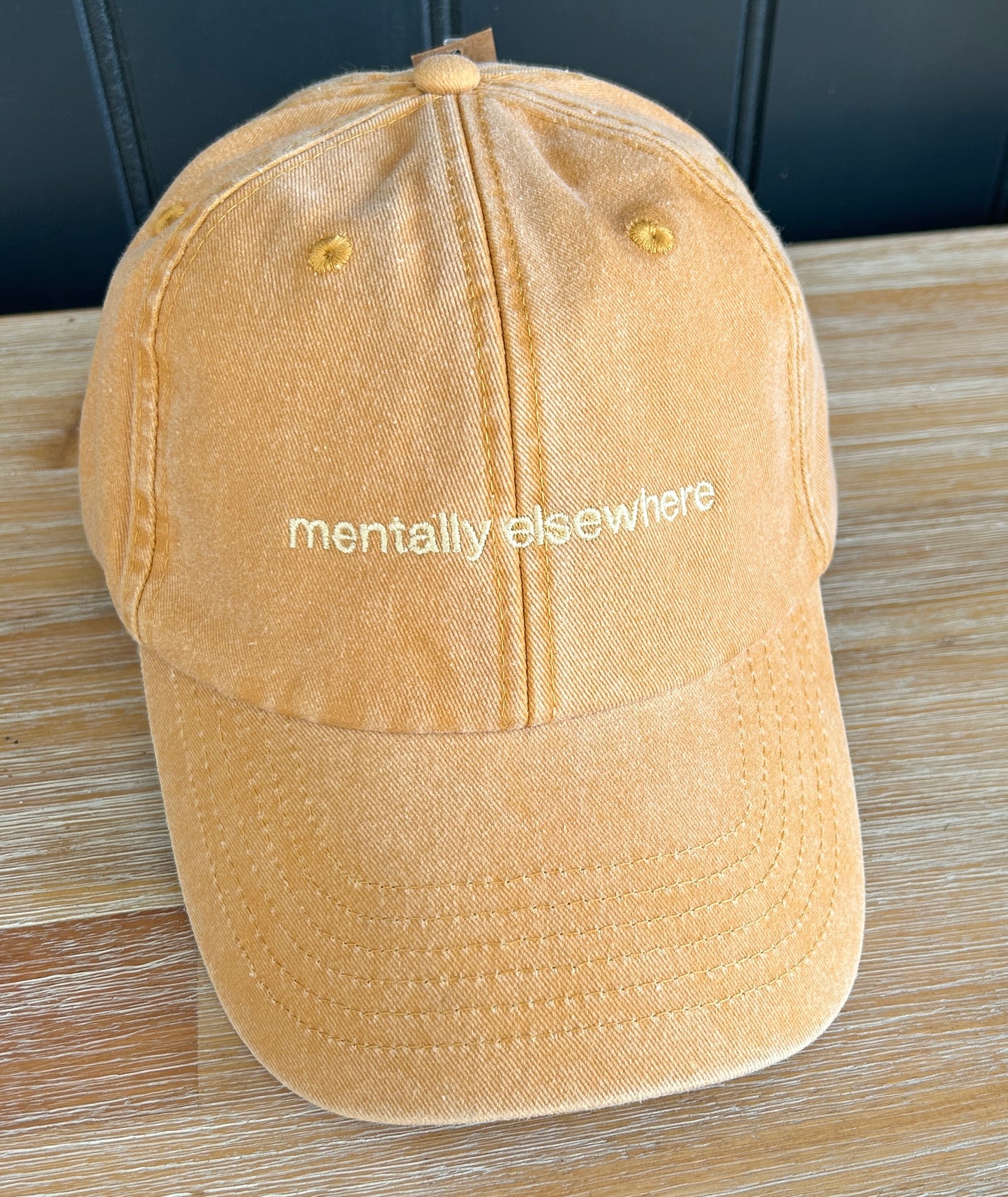 Vintage Coloured Cap 'mentally elsewhere' Mustard