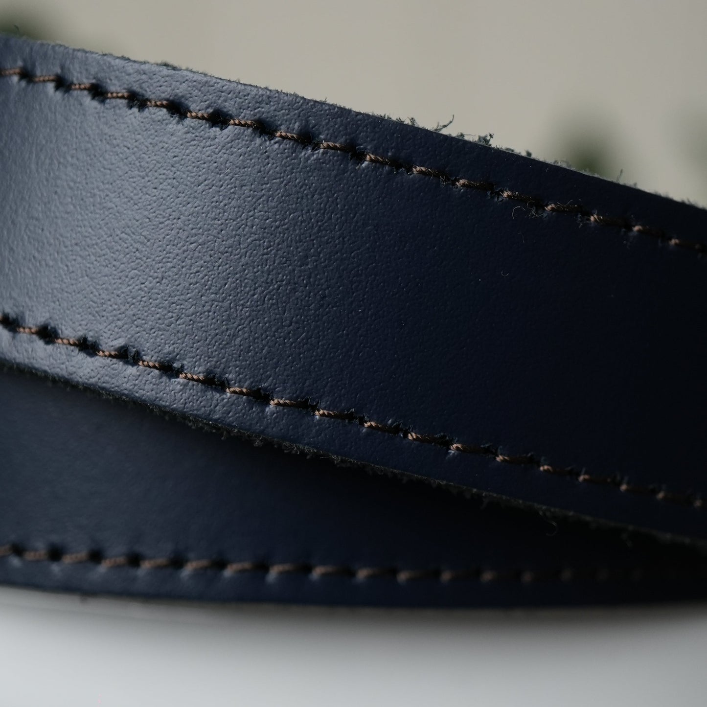 Hand Made Leather Belt - 30mm Navy with Navy Stitch