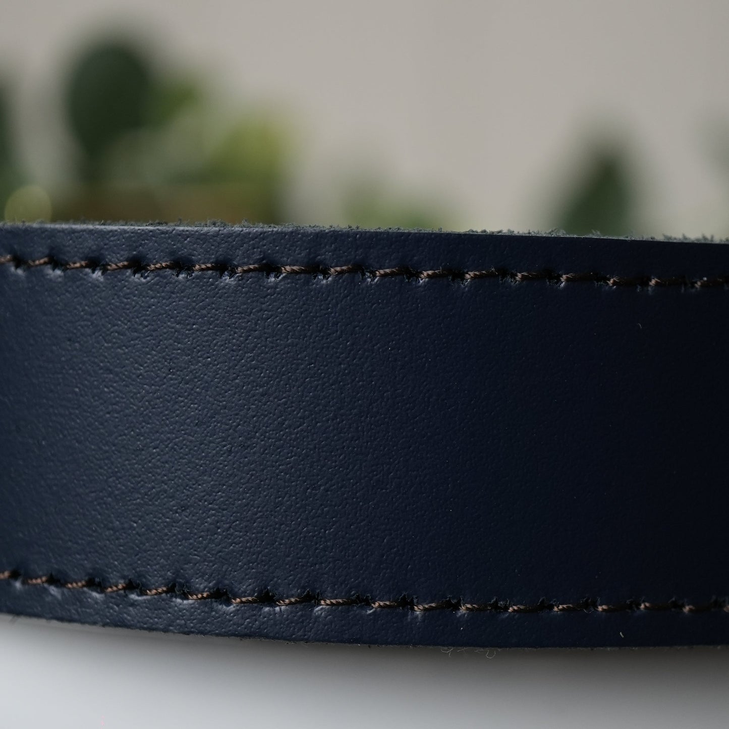 Hand Made Leather Belt - 25mm Navy with Navy Stitch