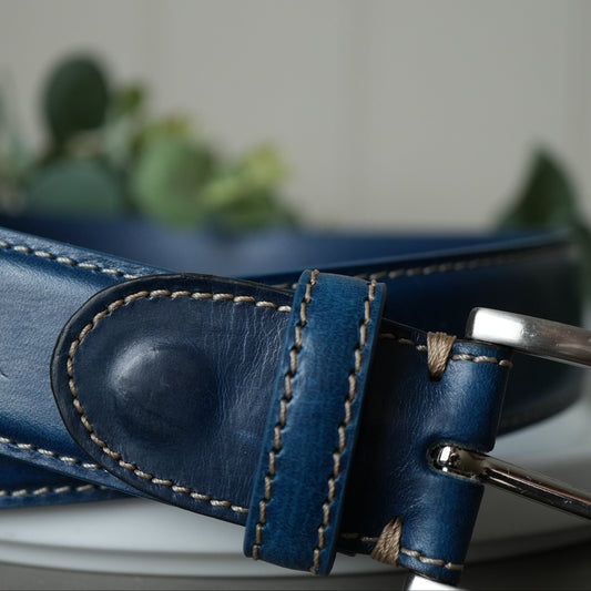 Vibrant Blue Leather Belt 35mm