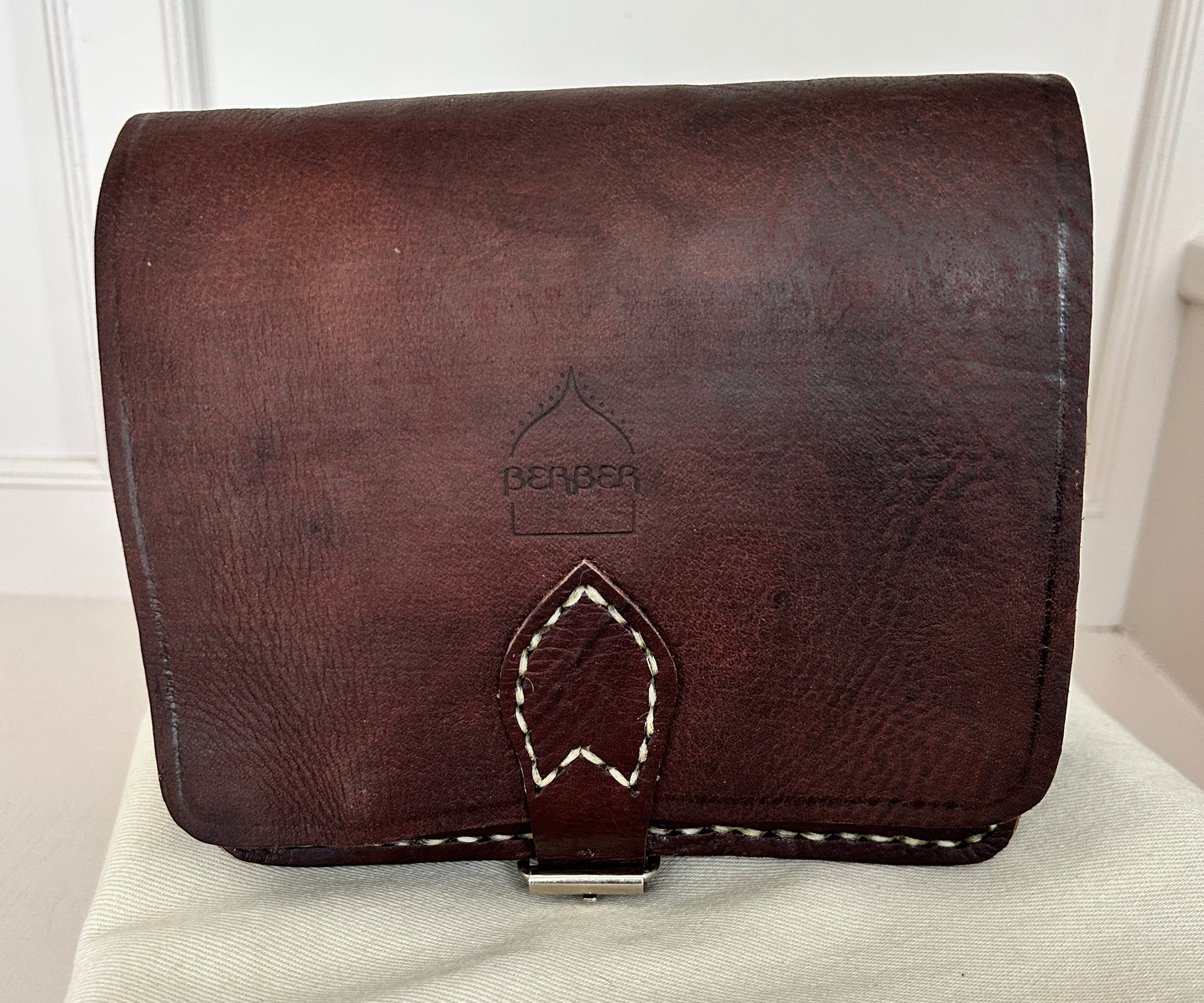 SMALL LEATHER SADDLE BAG, DARK BROWN