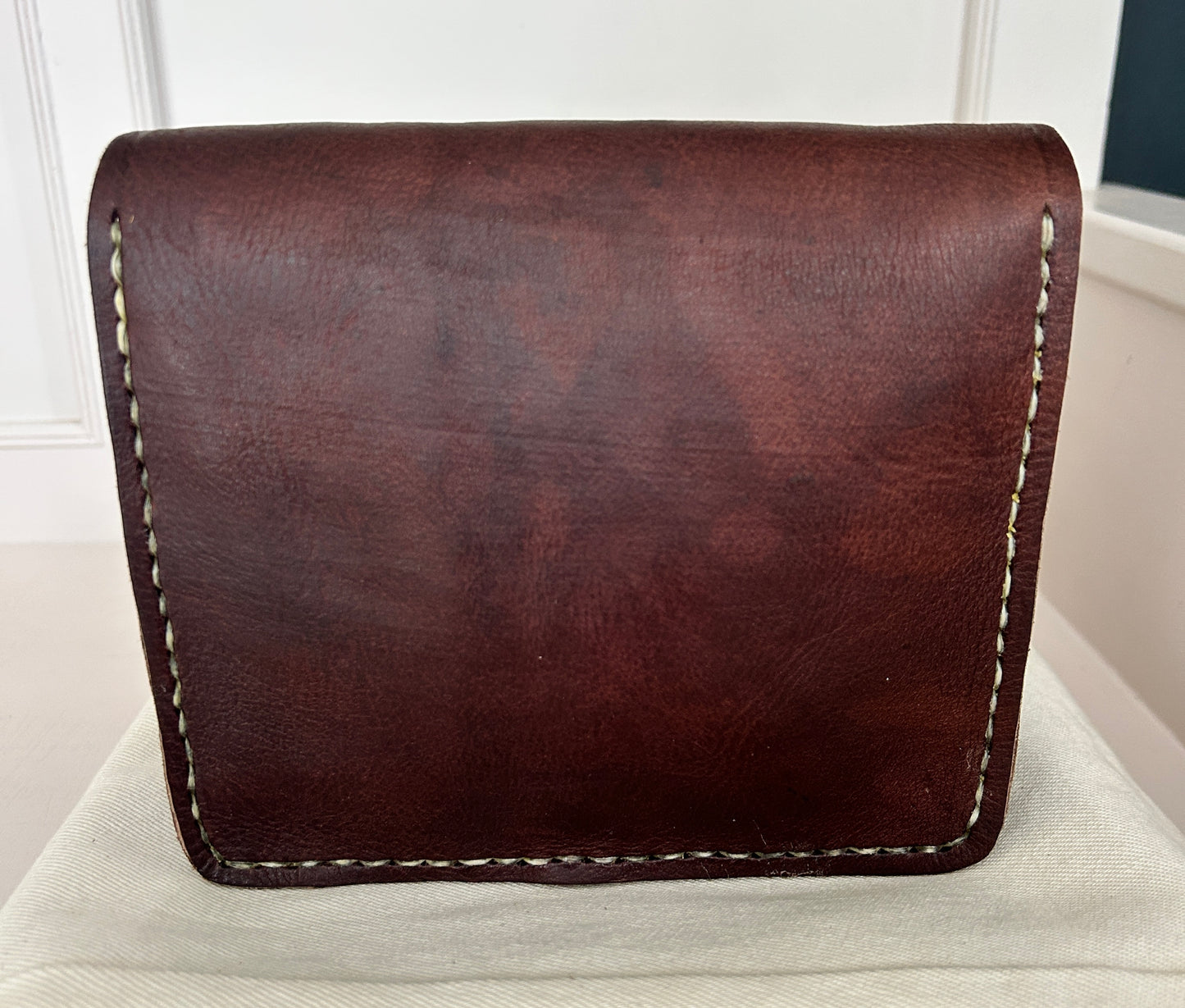 SMALL LEATHER SADDLE BAG, DARK BROWN