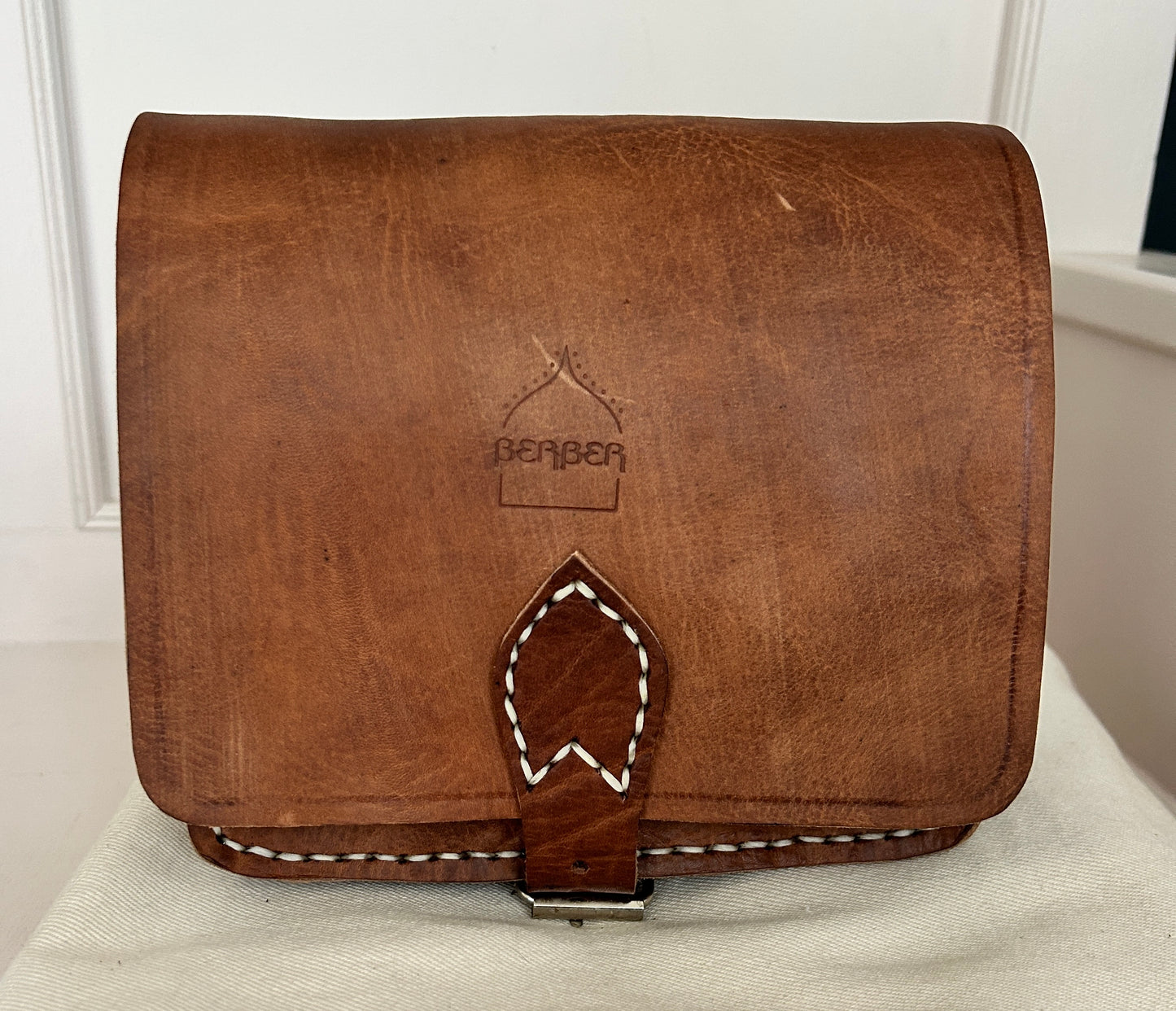 SMALL LEATHER SADDLE BAG, TAN