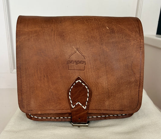 SMALL LEATHER SADDLE BAG, TAN