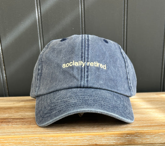 Vintage Coloured Cap 'socially retired' Denim