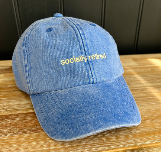 Vintage Coloured Cap 'socially retired' Cornflower