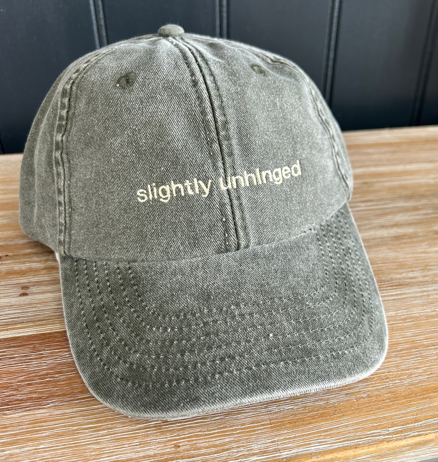 Vintage Coloured Cap 'slightly unhinged' Olive