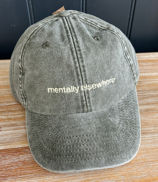 Vintage Coloured Cap 'mentally elsewhere' Olive