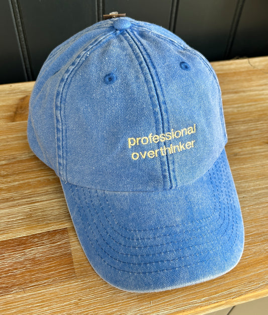 Vintage Coloured Cap 'professional overthinker' Cornflower
