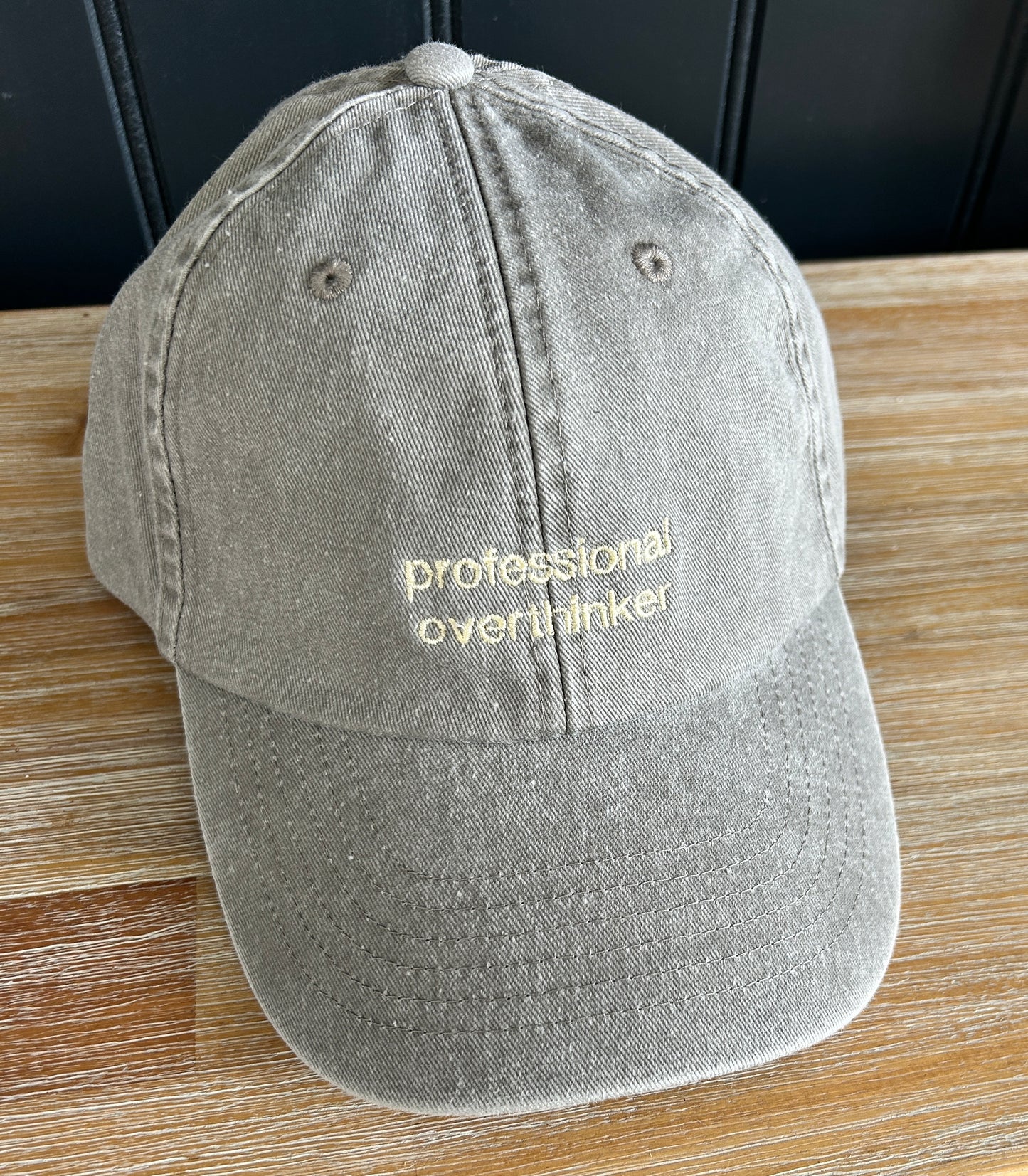 Vintage Coloured Cap 'professional overthinker' Grey