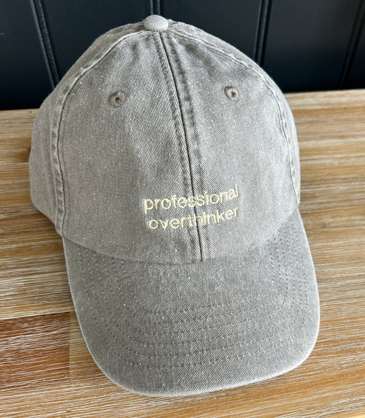 Vintage Coloured Cap 'professional overthinker' Grey