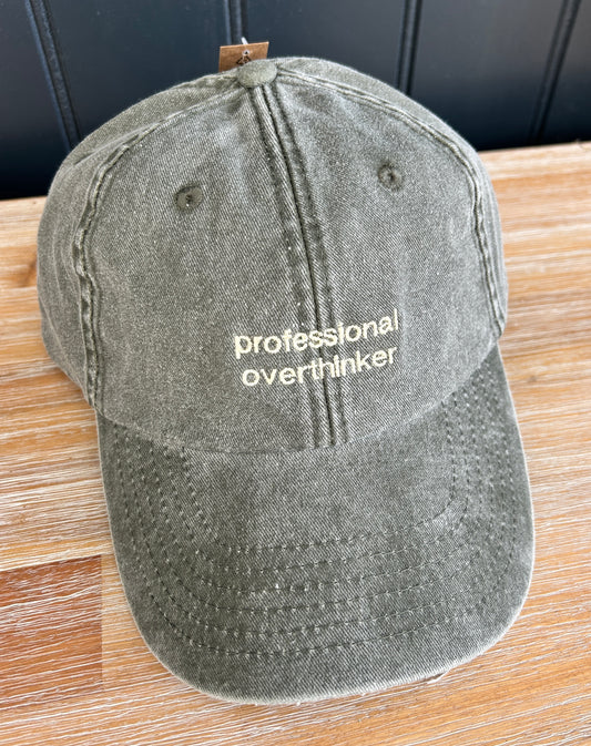 Vintage Coloured Cap 'professional overthinker' Sage