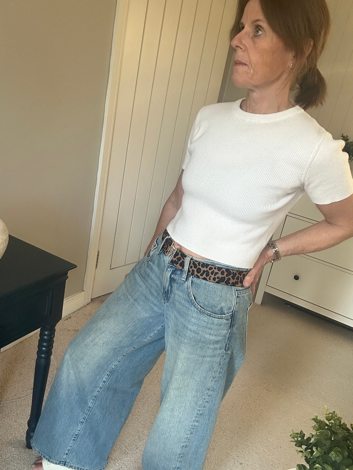 Leopard Print Stretch Belt - Small