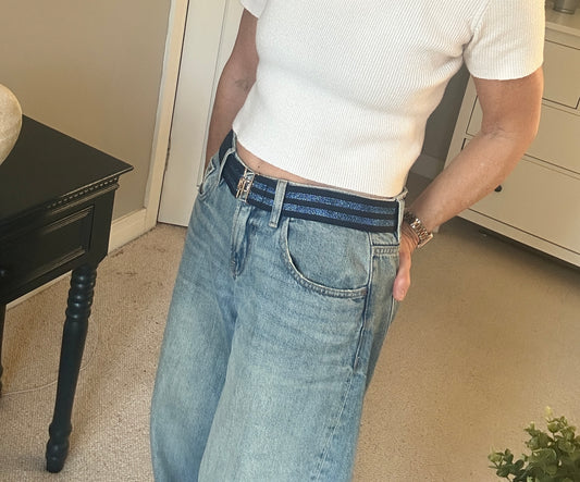 Blue and Navy Stretch Belt - Medium