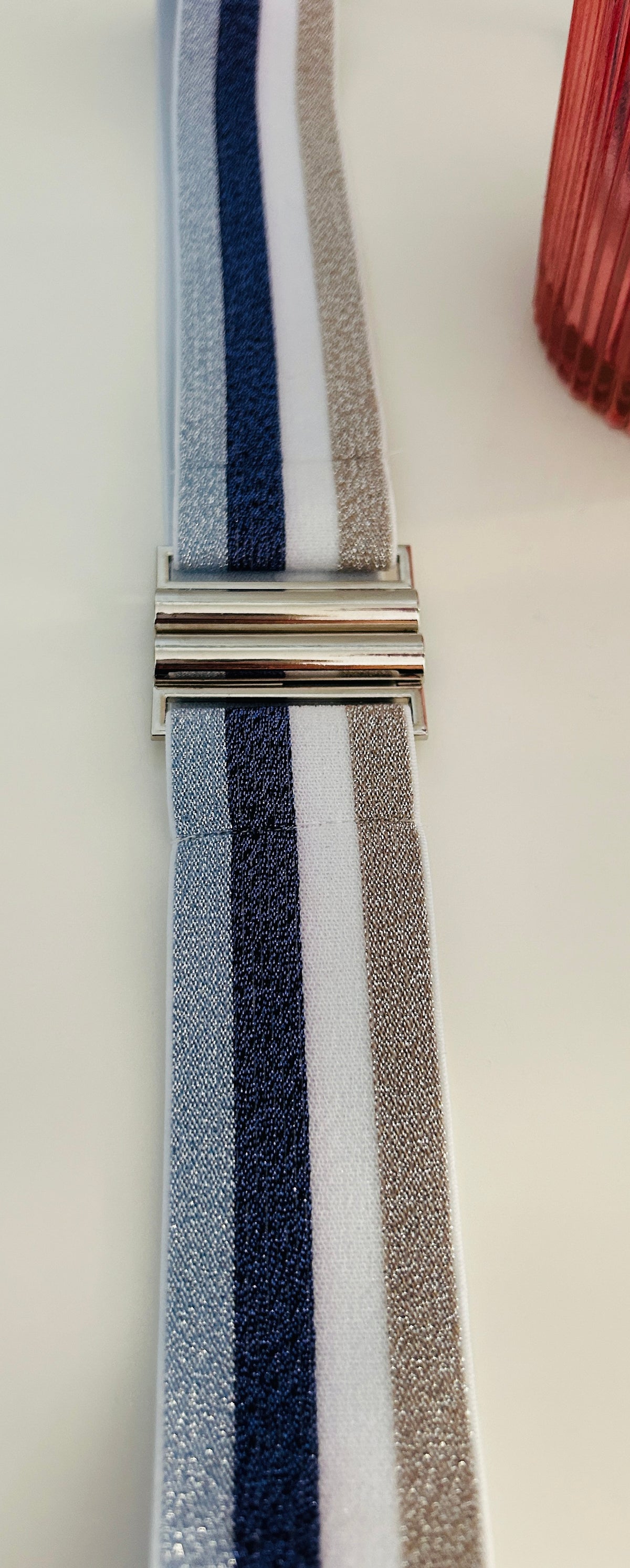 Blue Sparkle Stripe Stretch Belt - Medium