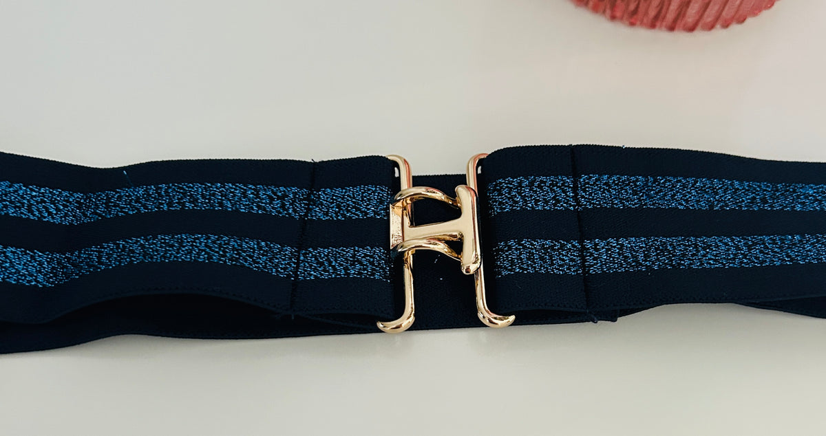 Blue and Navy Stretch Belt - Medium
