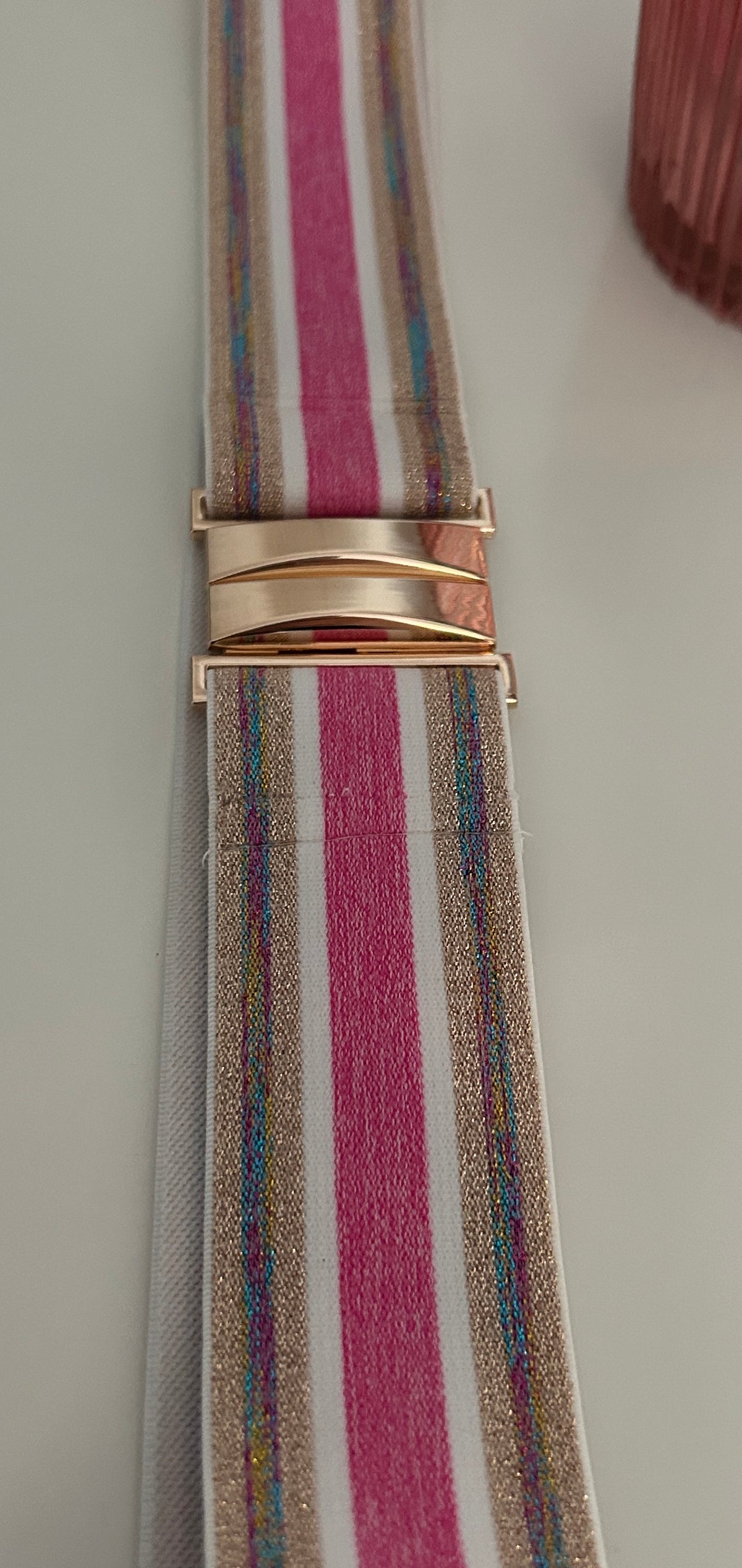Pink Stripe Stretch Belt - Medium