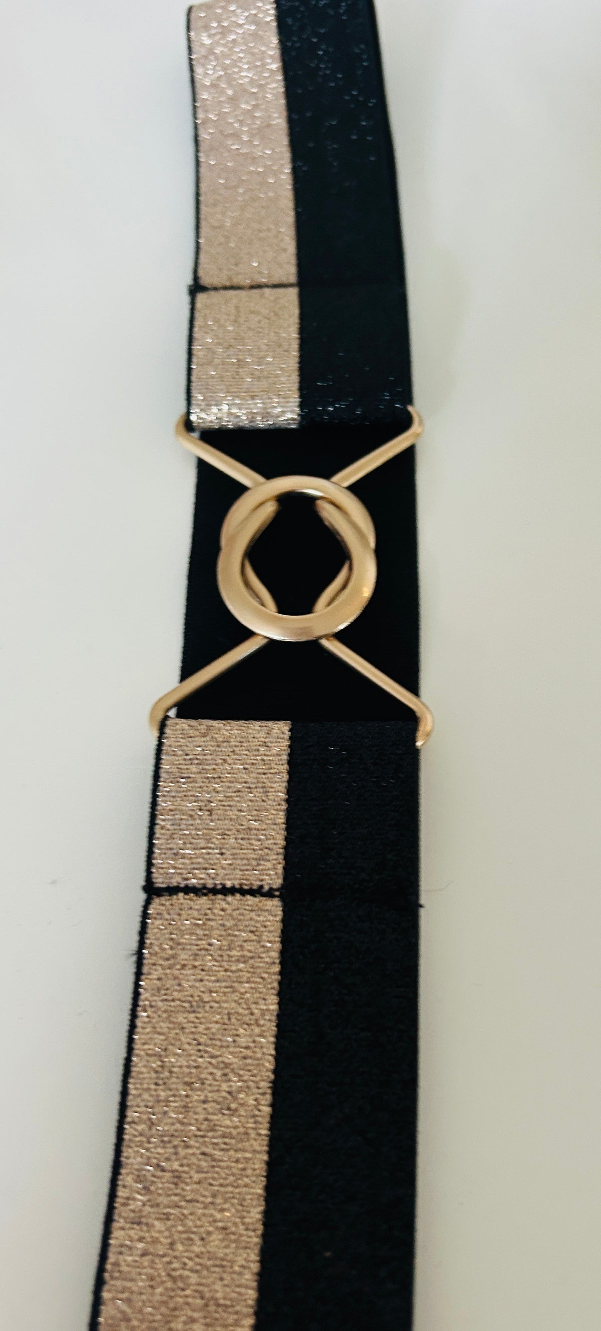 Black and Gold Stretch Belt - Medium