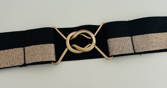 Black and Gold Stretch Belt - Medium