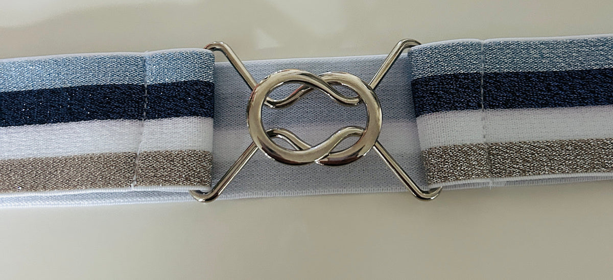 Blue Stripe Stretch Belt - Small