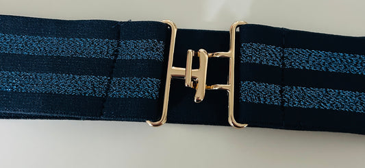 Navy and Blue Stripe Stretch Belt - Small