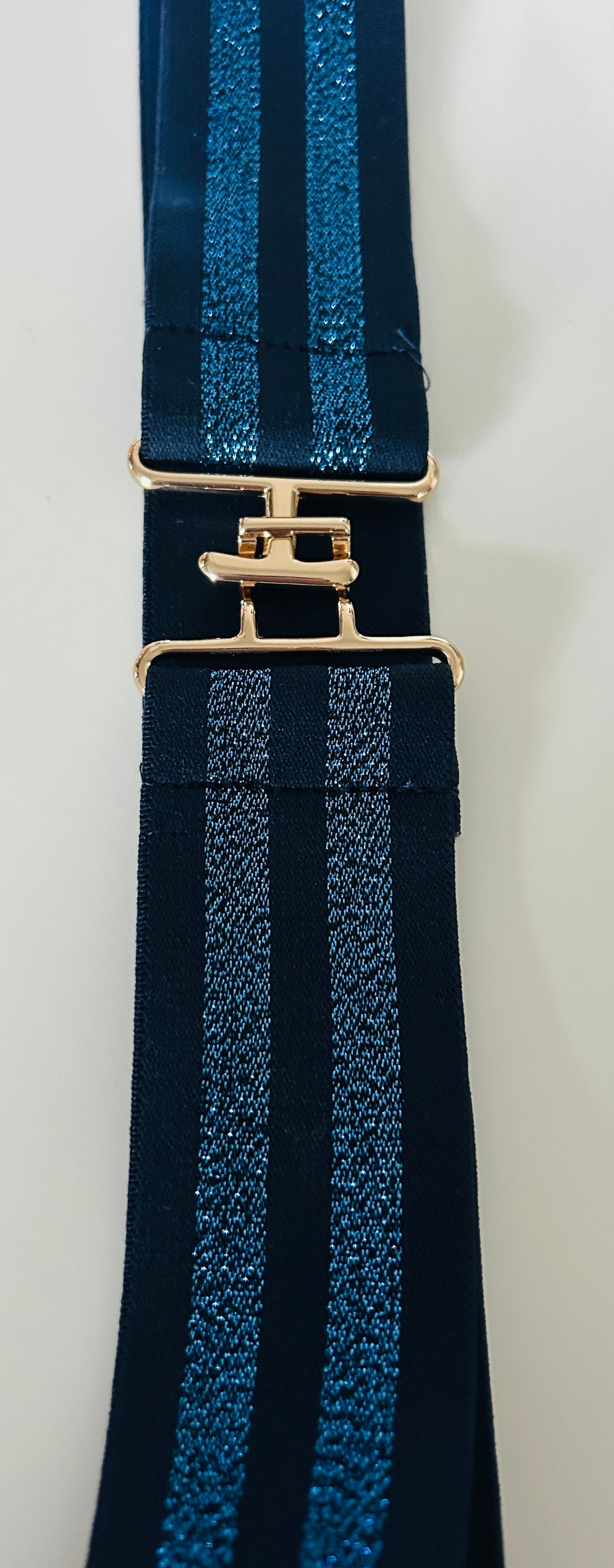 Navy and Blue Stripe Stretch Belt - Small