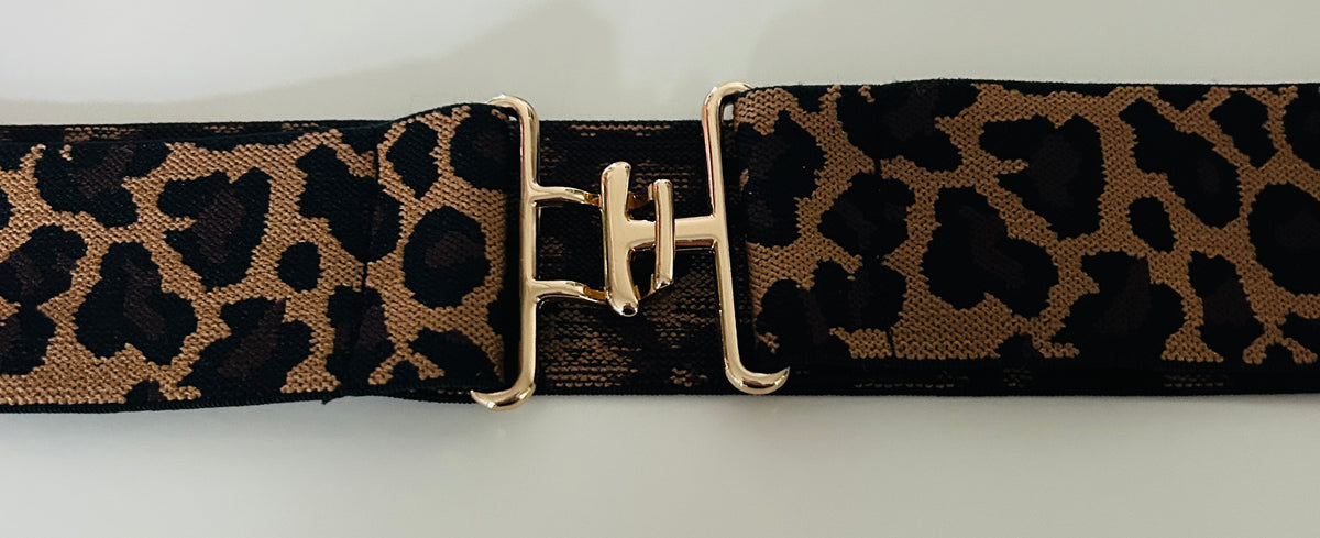 Leopard Print Stretch Belt - Small