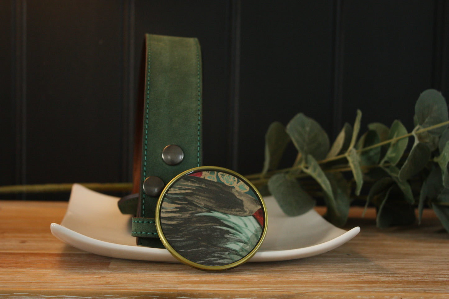 DARK GREEN 100% COWHIDE LEATHER INTERCHANGEABLE BELT