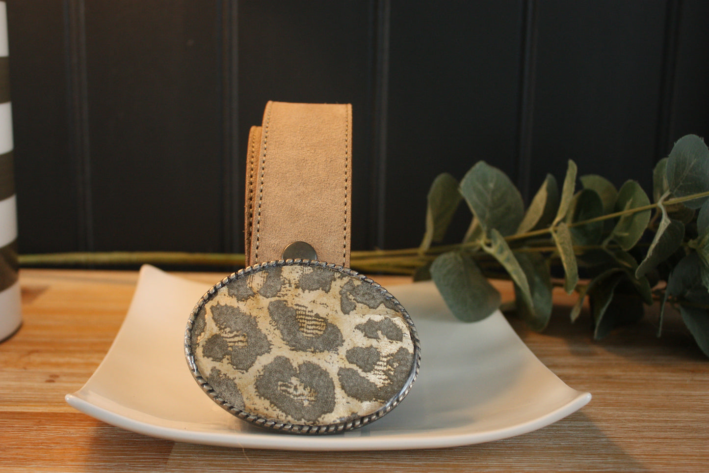 TAUPE 100% COWHIDE LEATHER INTERCHANGEABLE BELT