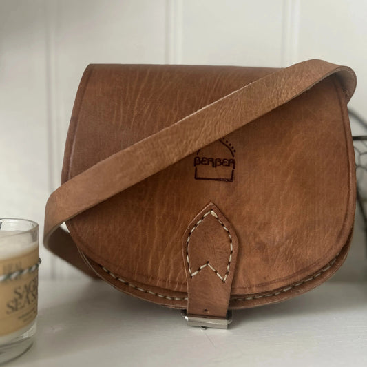 SMALL LEATHER SADDLE BAG, TAN