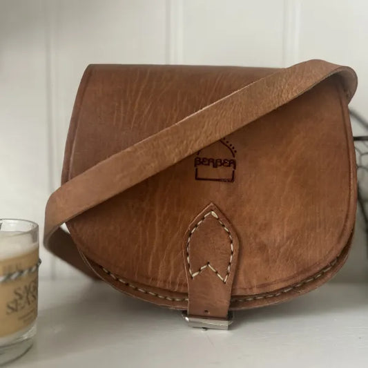 SMALL LEATHER SADDLE BAG, TAN